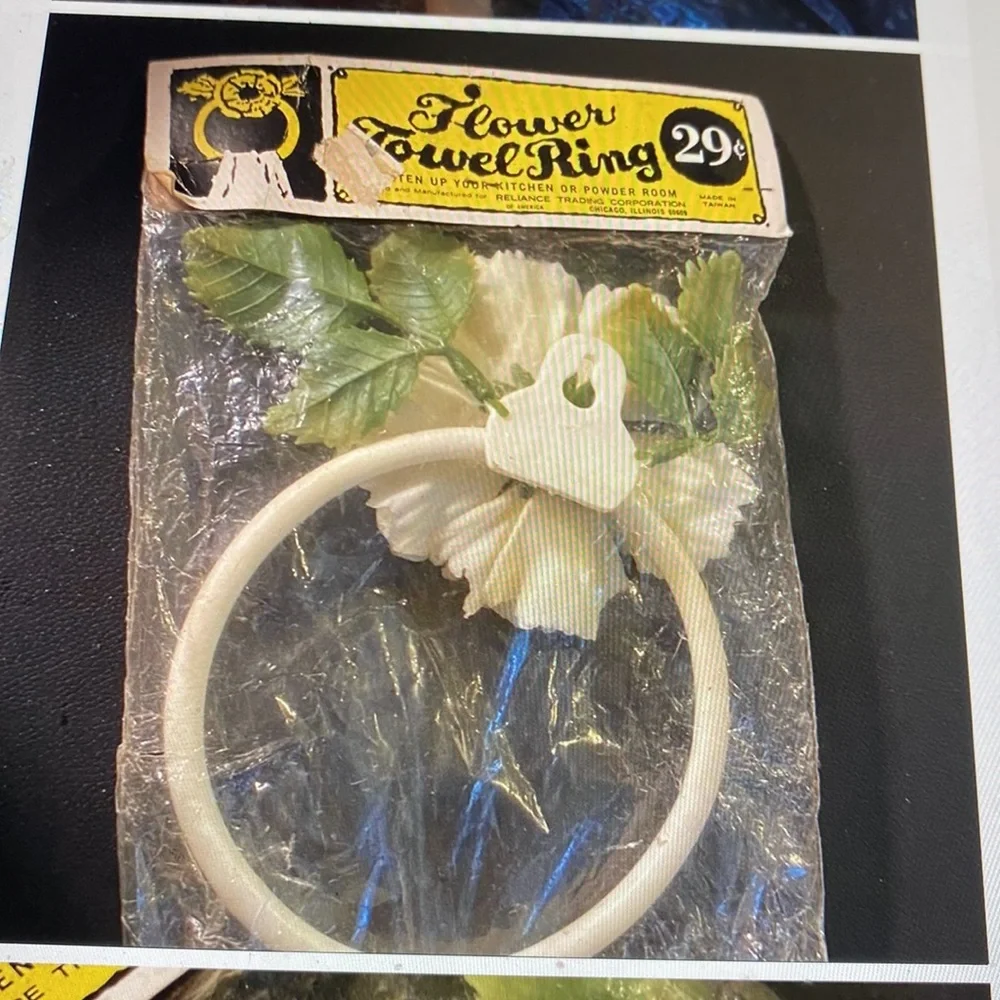 Vintage towel ring holder wall hook large